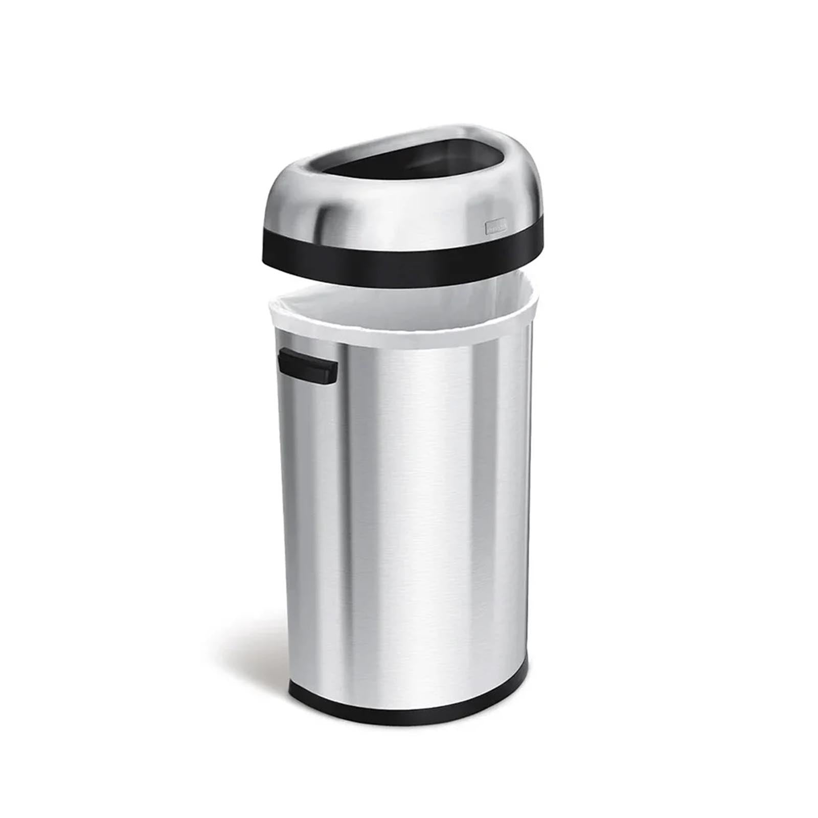 Semi Round Open Bin Brushed Steel 60L SIMPLE HUMAN